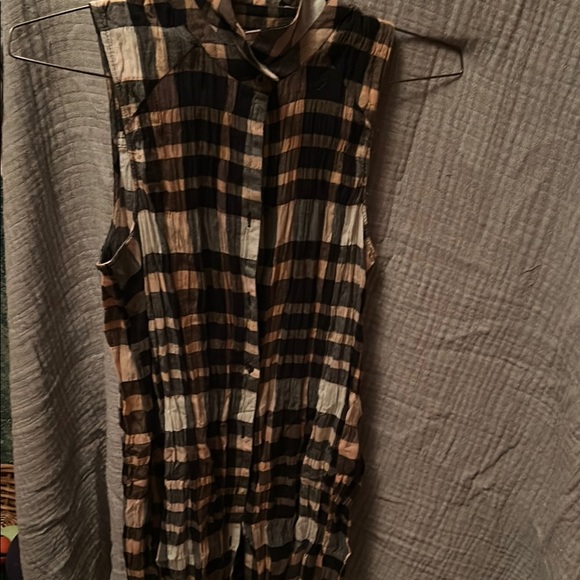 HOLDING HORSES Black and Cream Sleeveless A-line Tunic-MISSING BELT - Picture 1 of 3